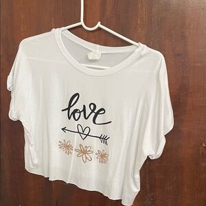 White Love Graphic Women's Top
